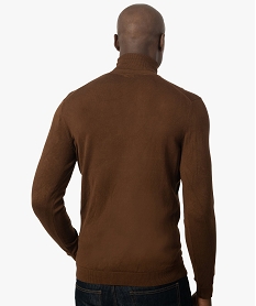 pull a col roule en maille fine homme brun pullsB364101_3