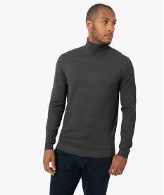 pull homme a col roule en maille fine gris pullsB364201_1