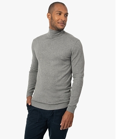 pull a col roule en maille fine homme gris pullsB364301_1