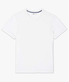 tee-shirt homme 100 coton biologique en maille texturee blanc tee-shirtsB366401_4