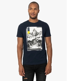 tee-shirt homme avec motif montagne bleu tee-shirtsB369101_1