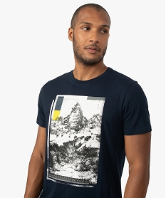 tee-shirt homme avec motif montagne bleu tee-shirtsB369101_2