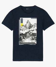tee-shirt homme avec motif montagne bleu tee-shirtsB369101_4