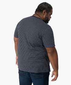 tee-shirt homme grande taille a rayures et poche poitrine imprime tee-shirtsB369201_3