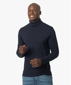GEMO Tee-shirt homme à large col roulé coupe slim bleunavy