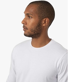 tee-shirt homme a manches longues et col rond coupe slim blanc tee-shirtsB370901_2