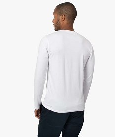 tee-shirt homme a manches longues et col rond coupe slim blanc tee-shirtsB370901_3