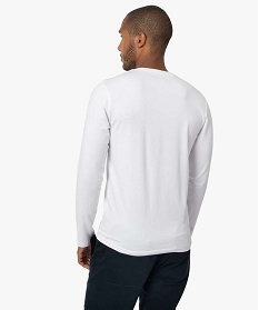 tee-shirt homme a manches longues et col rond coupe slim blancB370901_3