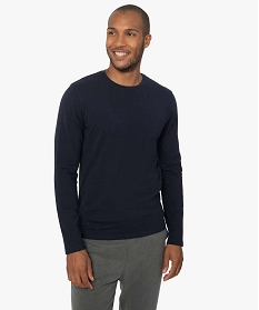 GEMO Tee-shirt à manches longues et col rond homme bleunavy