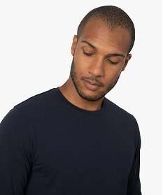 tee-shirt homme a manches longues et col rond coupe slim bleu tee-shirtsB371001_2