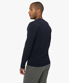 tee-shirt a manches longues et col rond homme bleu tee-shirtsB371001_3