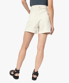 short femme en toile de coton taille haute blanc shortsB371601_3