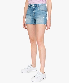 short femme en jean aspect use bleuB371701_1