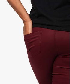 pantalon femme coupe slim en maille extensible rougeB377601_2