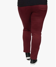pantalon femme coupe slim en toile extensible rougeB377601_3