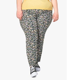 GEMO Pantalon femme grande taille large et fluide imprimé à taille élastiquée Imprimé