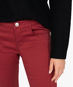 pantalon femme coupe slim en toile extensible rouge pantalonsB378101_2