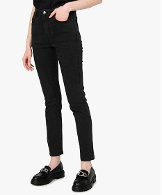 GEMO Jean femme coupe slim taille haute Noir