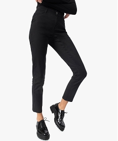 GEMO Pantalon femme en toile denim coupe Slim noir vif
