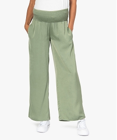 GEMO Pantalon de grossesse ample et fluide à taille smockée Vert