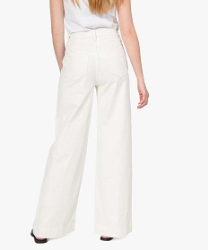 pantalon femme en toile epaisse coupe flare blanc pantalonsB379801_3