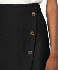 jupe short femme effet portefeuille avec boutons noir jupesB381601_2