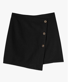 jupe short femme effet portefeuille avec boutons noir jupesB381601_4