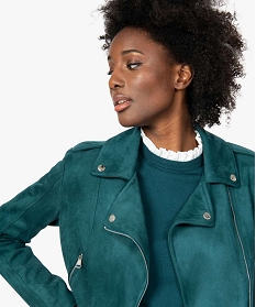 veste femme en suedine avec fermetures zippees vert vestesB383001_2