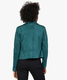 veste femme en suedine avec fermetures zippees vert vestesB383001_3