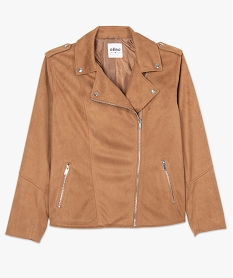 veste femme en suedine esprit biker orangeB383501_4