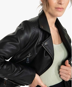 blouson femme esprit biker a zip asymetrique noir vestesB383801_2