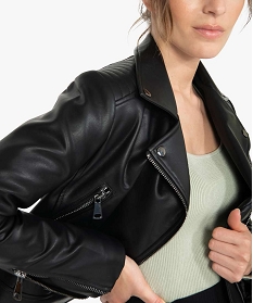 blouson femme esprit biker a zip asymetrique noirB383801_2