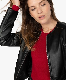 veste femme zippee avec bas a basques noir vestesB384001_1