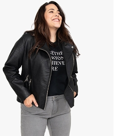 veste femme grande taille esprit biker avec fermetures zippees noirB384601_1