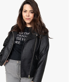 veste femme grande taille esprit biker avec fermetures zippees noirB384601_2