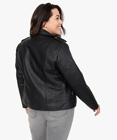 veste femme grande taille esprit biker avec fermetures zippees noirB384601_3