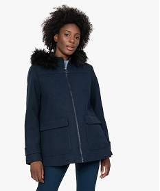 manteau femme court a capuche fantaisie bleu manteauxB385101_1