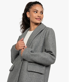 manteau femme mi-long a col tailleur et fermeture 1 bouton gris manteauxB386101_2