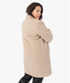 manteau femme grande taille mi-long en maille bouclette beige vestes et manteauxB386501_3