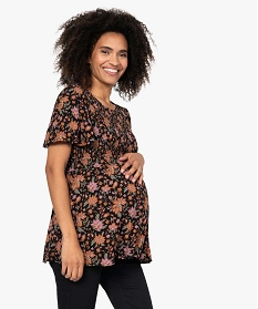 blouse de grossesse a smocks et fleurs imprimeB387501_1