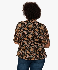 blouse femme a manches courtes et motifs fleuris imprimeB387601_3