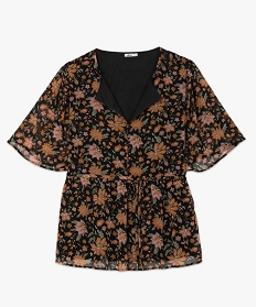 blouse femme grande taille a manches courtes et motifs fleuris imprime chemisiers et blousesB387601_4