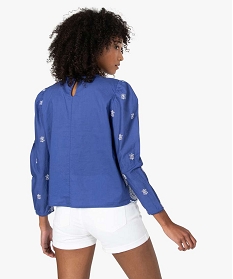 blouse femme avec broderies ajourees bleu blousesB387901_3