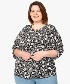 blouse femme grande taille imprimee a manches ¾ imprime chemisiers et blousesB389001_1