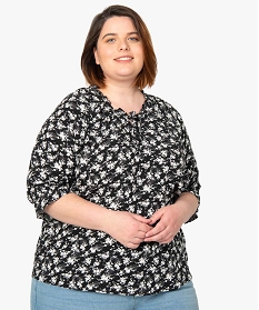 blouse femme grande taille imprimee a manches ¾ imprime chemisiers et blousesB389101_1