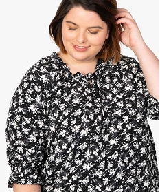 blouse femme grande taille imprimee a manches ¾ imprime chemisiers et blousesB389101_2