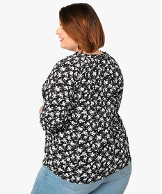 blouse femme grande taille imprimee a manches ¾ imprime chemisiers et blousesB389101_3