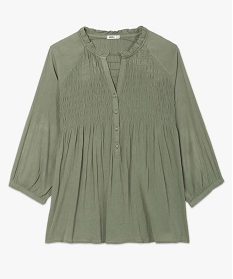 blouse femme en crepe avec buste smocke vert chemisiers et blousesB389901_4