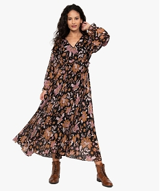 robe femme longue en voile fleuri et plisse imprime robesB395301_1