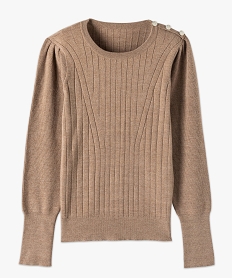 pull femme avec manches froncees et boutons sur lepaule beige pullsB401401_4